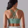 요가 복장 u-neck crisscross straps 스포츠 브라 여성 푸피 업 운동 운동 브라 시어 패딩 등이없는 체육관 작물 탱크 탑