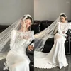 Veli da sposa 1T Applicazioni di velo da sposa in pizzo senza pettine Sposa