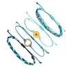 Bracelets de charme 4 pcs bracelet de tournesol réglable corde tressée bohème ligne de cire décorative