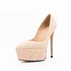 Chaussures habillées Broder doux couleur unie talons fins femmes simple bout pointu loisirs plate-forme faite à la main Chaussure Femme