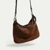 Sacs de soirée MABULA Vintage marron véritable daim femmes sacs à bandoulière grande capacité sac fourre-tout de haute qualité mode Hobo sacs à main poignée en cuir 231207