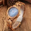 Autres montres Charme Concise Cadran bleu Quartz Montre en bois Dames Bracelet réglable Bracelet Poignet Femme Reloj Mujer 231207