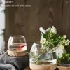 Vases 1pcs en bois transparent verre vase chambre bureau bureau simple moderne hydroponique terrarium plante pot de fleur décoration de la maison