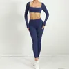 Ensembles actifs Entraînement Femmes Yoga Vêtements Lycra Gym Ensemble Femmes Rembourrage À Manches Longues Sport Top Leggings Tenue Femme Sportswear Noir Rouge