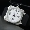 2023 Mens BR Modelo Sport Rubber Strap Relógio Mecânico Automático Bell Luxo Multifuncional Relógio Business Aço Inoxidável Homem Ross Square Homens Relógios de Pulso