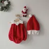 Clothing Sets Christmas Babys Plush Warm Baby Romers with Hat Autumn Winter Infant Creeper Cute Jumpsuit 231207