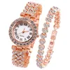 Montres-bracelets Mode Romain À Motifs Diamant Incrusté Montre Femme Quartz Bracelet Élégant Femme Reloj
