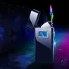 Metal Outdoor Windproof Plasma USB Pulse Flameless Double Arc Lighter LCD Display Electric Personalized Men's Gift