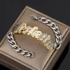 Charm Bracelets Custom Name Bracelet Double Plated Bracelets HipHop Stainless Steel Chain Christmas Gift Women Men Valentine's Day Gift 231207