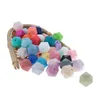 Bijtringen speelgoed siliconen kralen icosaëder 14 mm 200 stks baby tandjes sieraden ketting kraal zeshoek siliconen bijtringen doe-het-food grade BPA-vrij 231208
