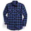 Men's Casual Shirts Vintage Long Sleeve Chest Two Pocket Design Fashion Printed-Button Classic Plaid Trend Blouse 2023 Men Flannel Shirt