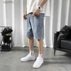 Jeans pour hommes Shorts décontractés hommes nouvel été solide lâche genou longueur Vintage mode Style coréen Streetwear tout-match Denim Ropa HombreL231208