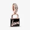 Pan home with S925 sterling silver Valentine's Day love new feather string decorated love lock beaded DIY accessory beads