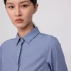 Kadın Bluzları Bayanlar Ofis Çok yönlü rahat gizli düğmeli plaket gömlek cepsiz hafif streç uzun kollu kadın gömlek