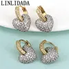 Charm 3Pairs Trendy Cubic Zircon Earrings Gold Silver Plated Dainty Cz Heart Earrings Huggie Hoop Heart Shape Earrings For Women 231207