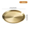 Plates Stainless Steel Round Gold Silver Pasta Steak Plate Fruit Cake Tray Portable Tableware Dish Kitchen Accessories