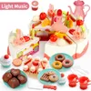 Doll House Accessories Lights Singing Happy Birthday Cake Children's Play Toys Afternoon Tea Dessert Parentchild Interaktion 231207