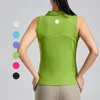 LU-1842 Revers-Sportweste für Damen, Sommer, draußen laufen, um ein nacktes, ärmelloses Fitness-Anzug-Top-Set, Training, Yoga-T-Shirt zu tragen