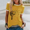 Women's T Shirts Workout Clothes Pullover Fashion O-Neck utskrift Top Blus Loose T-shirt Short Knit Shirt Women Womens Tops Tunics For