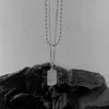 Collane con ciondolo VSnow Collana quadrata con lettera a doppio strato in acciaio al titanio vintage per gioielli da donna con perline tonde di moda