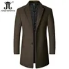 Men s Fur Faux Male Woolen Coat Solid Color Slim Mid Length Windbreaker Warm Wear Resistant Wool Business Formal Wear Casual Jacket 231208