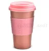 newest 12oz wheat straw fiber water cup car silicone coffee cup plastic personality mug with lid free