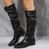 Buty zimowe buty na kolanach moda spiczaste palce pięty na piętę swobodne buty dla kobiet retro żeńskie buty rycerza botas de mujer 231207