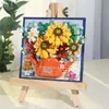 Blocks Flower Blocks Building Bouquet with Easel Home Decoration 3D Model Sunflower Bouquet Rose Brick Toy Plant Potted DIY Potted Gift R231208