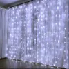 Tenda per decorazioni natalizie 6 * 2.5M 480LED Luci a corda Fata Ghiacciolo LED Ghirlanda di Natale Festa di nozze Patio Finestra Giardino di casa Decorazione della parete esterna 231207