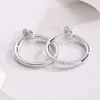 Fina smycken 925 Sterling Silver 2cm Moissanite Hoop örhängen Män kvinnor