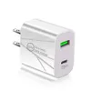 Universal 2.4A 12W 18W 20W Dual Ports Typ C USB-C PD EU US Wall Charger Power Adapters för iPhone X Xs Max 11 12 13 14 15 Pro Samsung S22 S21 S23 F1