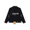 2024 Lanvin Jacket Men's Jacket Lanvins High Quality Luxury Fall/winter Vintage Printed Leather Collar Long Sleeve Denim for Men and Women Lanvine Shoes 7290