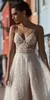 Gali Karten Beach A-Line Wedding Dresses Side Split Spaghetti Illusion Tulle Boho Wedding Gowns Sweep Train Pearls Backless Bohemian Bride jarry