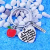 12pc Lot En lärare tar en hand öppnar sinnet och berör hjärtnyckelkakargåvor Bpple Ruler Charms Keyrings For Teachers Jewelry Keych261L