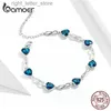 Chaîne bamoer en argent Sterling 925 chaîne Bracelet pour femmes déclaration de fiançailles de mariage bijoux coeur bleu bijoux de luxe SCB163 YQ231208