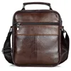 Bortkyror Brown Fashion Men Messenger Påsar äkta läderhandväskor för man lyx varumärke manlig crossbody väska för mini pad boy axelväska 231207