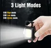 Mini lanterna portátil recarregável USB de bolso COB luz de trabalho chaveiros LED para acampamento de emergência ao ar livre saca-rolhas de pesca chaveiros ferramentas multifuncionais
