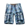 Men's Shorts Summer Casual Beach For Men Plaid Short Overalls Pant Male Streetwear Loose Cotton Outdoor Multi-pocket Cargo 2023