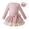 Robes de fille hiver noël rose dentelle filles princesse anniversaire Boutique enfants vêtements correspondant tenues 6781012 ans