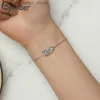 Chain Bamoer 925 Sterling Silver Bule Flower Chain Link Adjustable Zircon Bracelet for Women Birthday Gift Romantic Fine Jewelry YQ231208