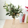 Decorative Flowers StrawBerry 1Pc Artificial Olive Branches Simulation Green Leaf Plant Wedding Party Desktop Ornament Living Room Vase