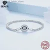 Corrente BISAER 925 Sterling Silve Rodada Bulbo Olho do Diabo Pulseira Básica Talão Charme Pulseiras para Mulheres Sortudas Jóias Finas Originais YQ231208