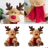 Stuffed Plush Animals Lovely Christmas Reindeer Scarf Doll Toy Home Sofa Decoration Gifts For Children Accessories Lj201126 Drop Deliv Dh6Vf