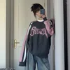 Sweats à capuche pour femmes Houzhou Y2K Vintage Sweat-shirt surdimensionné Femmes Streetwear Patchwork Esthétique Sweat à capuche Hippie Automne Harajuku Pull Kpop