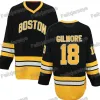 Mens 18 Happy Gilmore Boston Movie Hockey Jersey Duplo Costurado Número Nome Logotipo Camisas de Hóquei no Gelo EM ESTOQUE ENVIO RÁPIDO