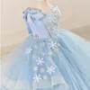 Kız Elbiseler Çiçek Zarif Kolsuz O boyun kat uzunluğu balo elbisesi Prenses Pageant Balo Düğün Nedime için Elbise