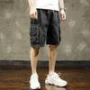 Men's Jeans Summer Men's Fashion Pocket Baggy Jeans Shorts Loose Straight Capris Jeans For Men Streetwear Cargo Short Pants ropa hombreL231209