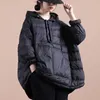 Womens Down Parkas Winter Coats Loose Half Zipper Retro Outerwear Casual Hooded Cottonpadded Jackets Clothing Coat Women 231208