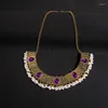 Halsbandörhängen Set Vintage Hollow Bohemian Tassel Ethnic Wind Purple Women African Jewelry E5773