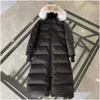 여자 다운 파카 디자이너 겨울 더 복어 재킷 코트 캐나다 미스티크 코요테 모피 두꺼운 여분의 긴 후드가있는 파카 3035L 드롭 다이브 otbnv